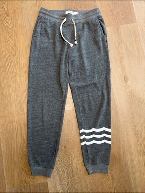 SOL ANGELES Gray Jogger Sweatpants with White wave Stripe Detail